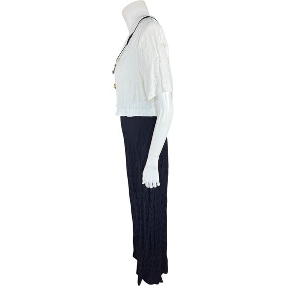 Vintage USA Petites Pantsuit Navy White Sailor Collar Gold Buttons Size 14 - Picture 5 of 12
